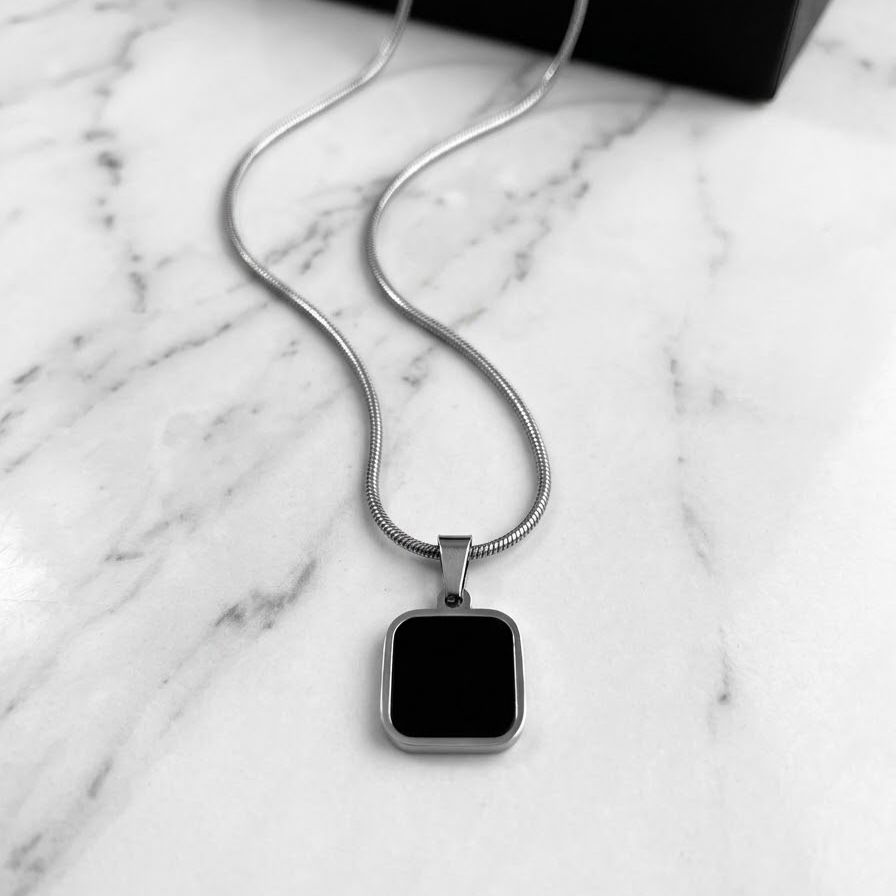 Dual-Tone Reversible Square Locket Necklace