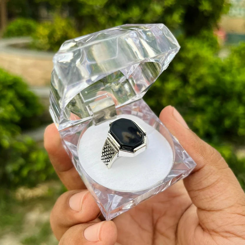 Obsidian Crest™ | Premium Black Stone Men’s Ring with Luxury Gift Box